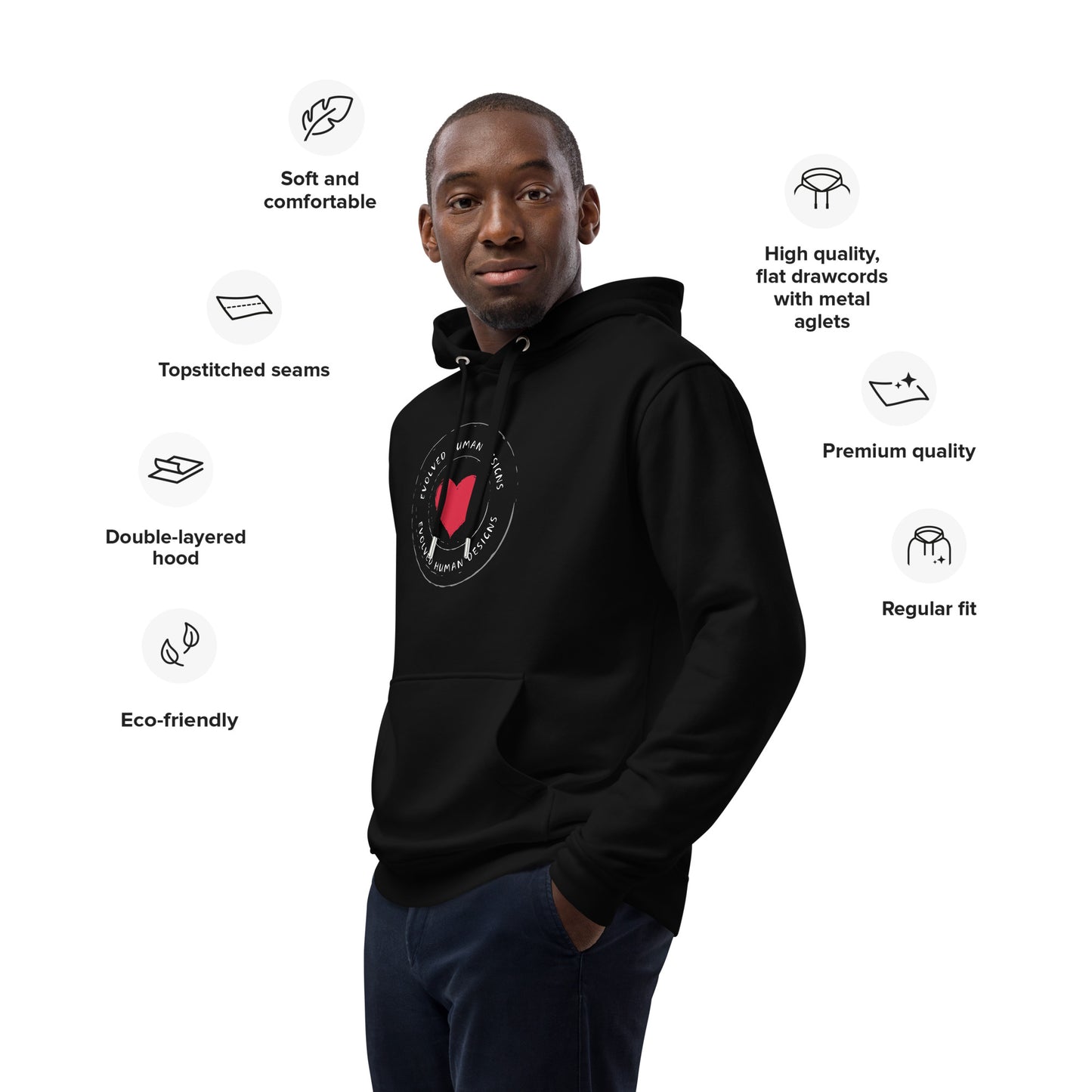 Evolved Human Design Large Logo Premium eco hoodie
