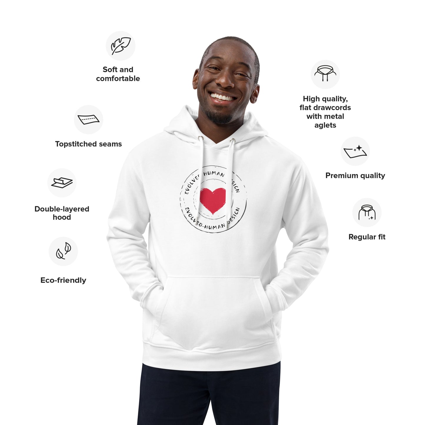 Large Evolved Human Logo Premium eco hoodie