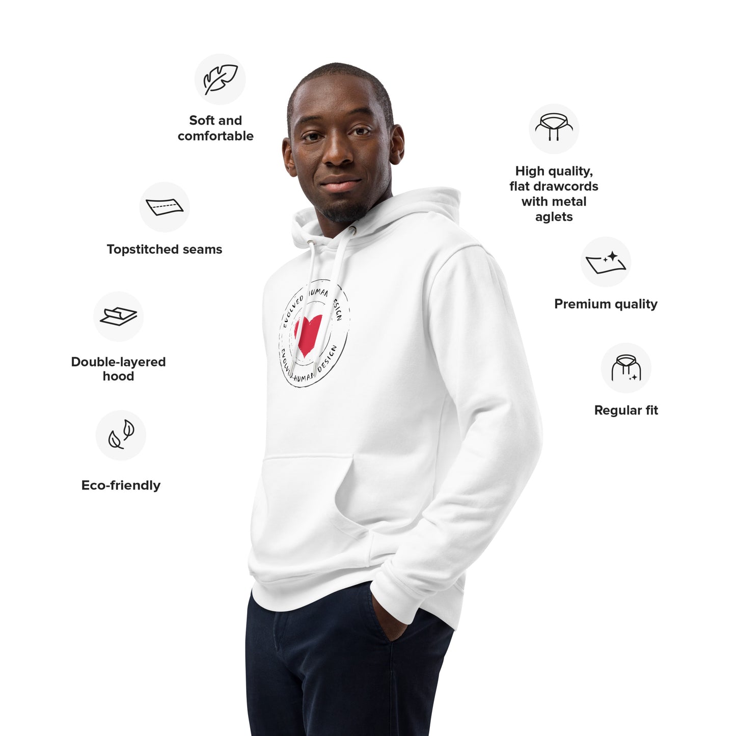 Large Evolved Human Logo Premium eco hoodie