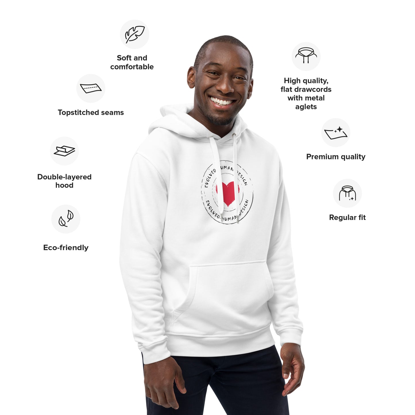 Large Evolved Human Logo Premium eco hoodie