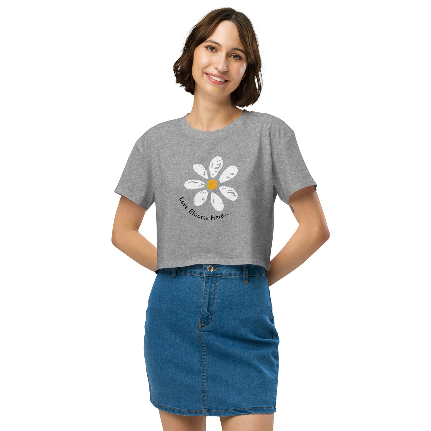 Love Blooms Here Women’s crop top