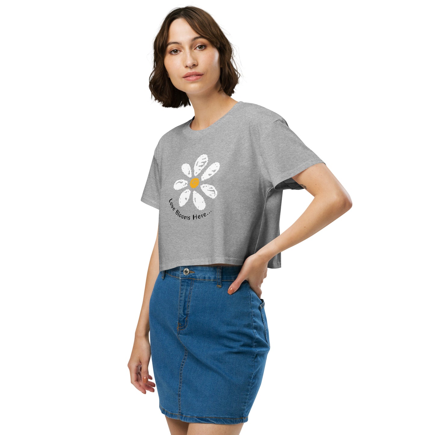 Love Blooms Here Women’s crop top