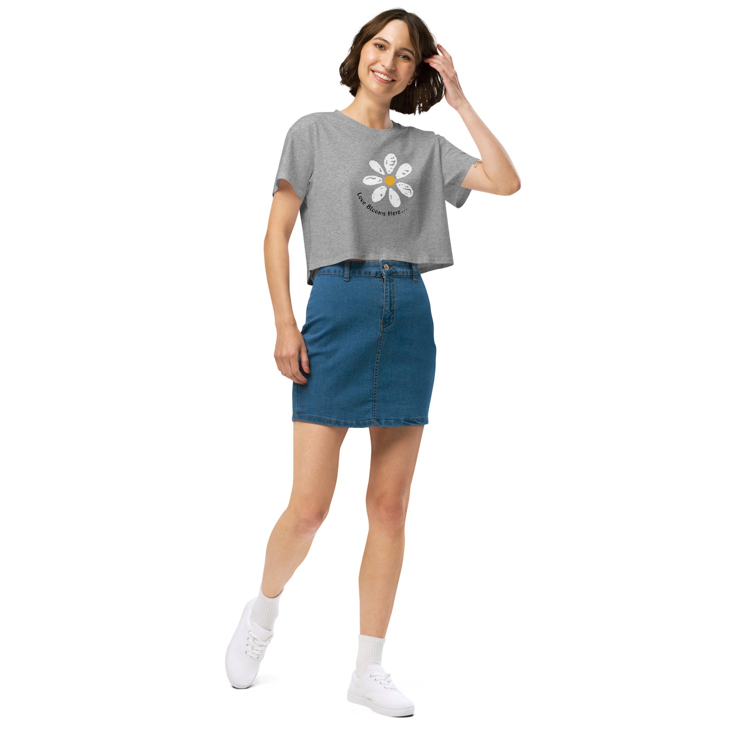 Love Blooms Here Women’s crop top