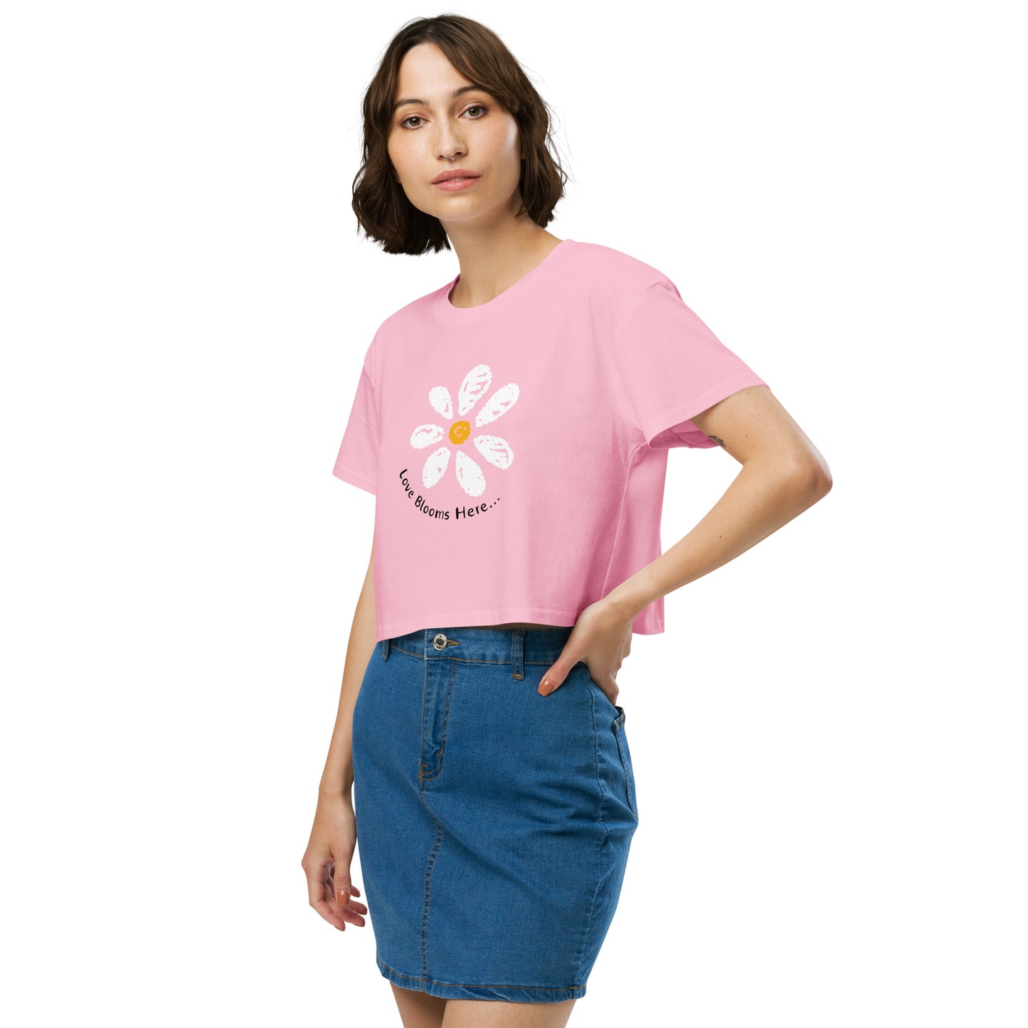 Love Blooms Here Women’s crop top