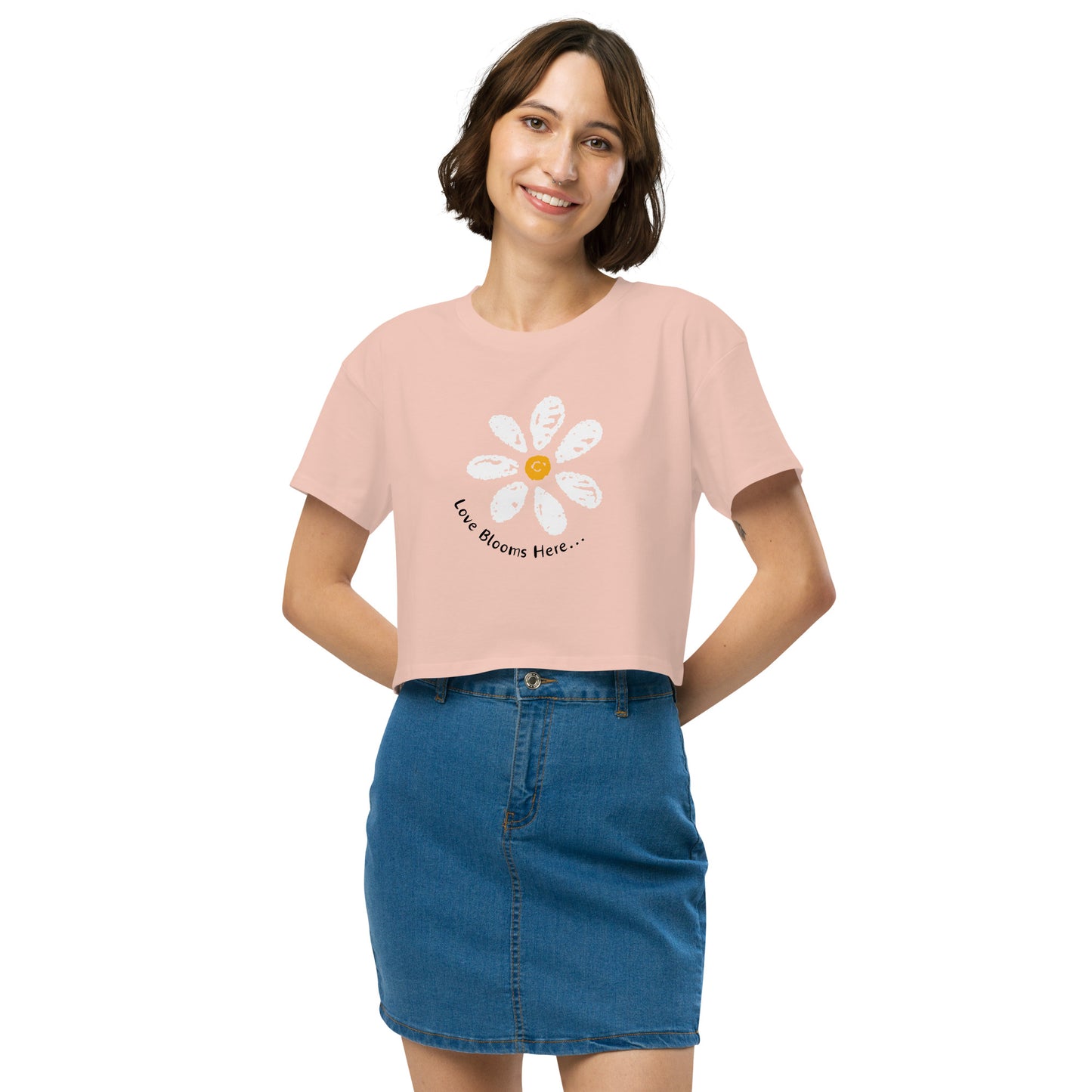 Love Blooms Here Women’s crop top