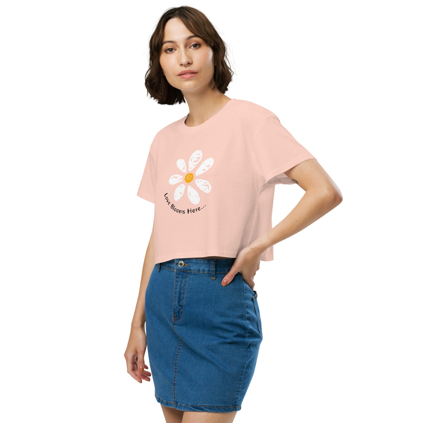 Love Blooms Here Women’s crop top