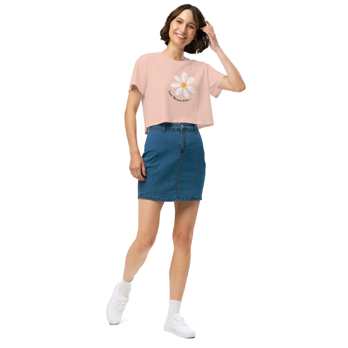 Love Blooms Here Women’s crop top