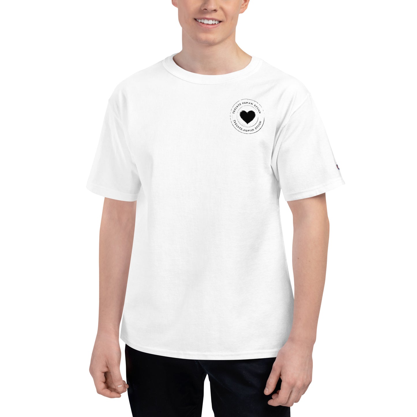 Black Signature Logo Small Men's Champion T-Shirt