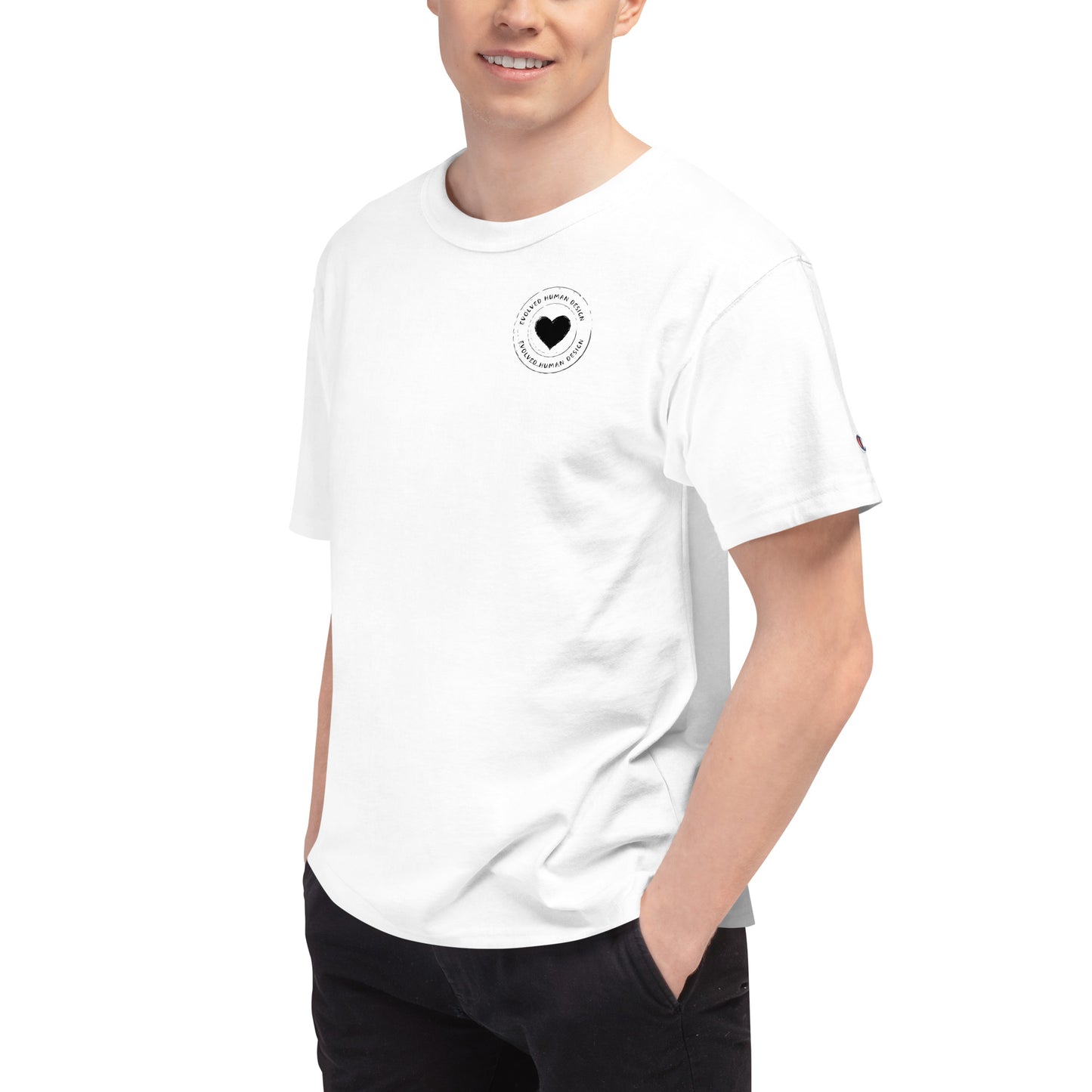 Black Signature Logo Small Men's Champion T-Shirt