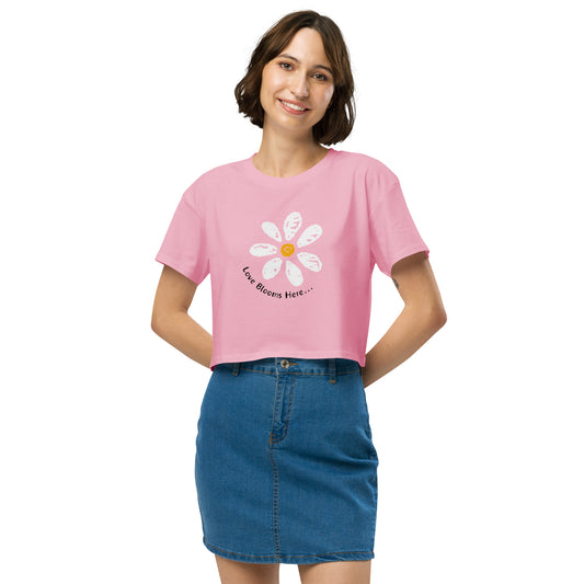 Love Blooms Here Women’s crop top